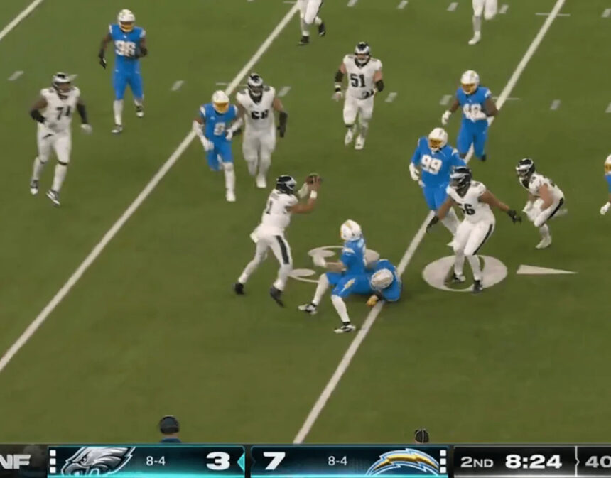 Jalen Hurts’ 2 turnovers on one wacky Eagles-Chargers play makes NFL history