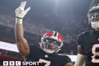 Pitts hat-trick helps Falcons fight back to upset Bucs