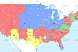 TV broadcast map for Bears vs. Browns in Week 15