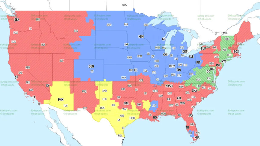 TV broadcast map for Bears vs. Browns in Week 15