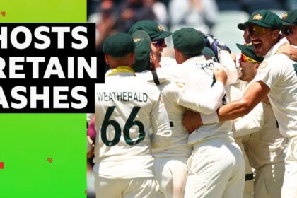 The moment that Australia retained the Ashes