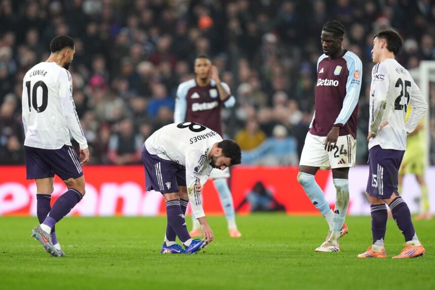 Major injury concern for Manchester United as Bruno Fernandes subbed off versus Aston Villa