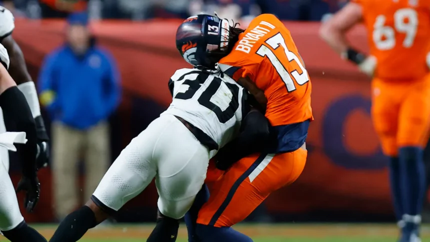 Broncos' Pat Bryant placed on backboard, carted off field after scary hit in loss to Jaguars