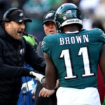 A.J. Brown, Nick Sirianni get in heated exchange during Eagles-49ers playoff game