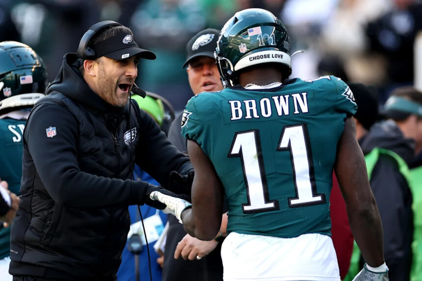 A.J. Brown, Nick Sirianni get in heated exchange during Eagles-49ers playoff game
