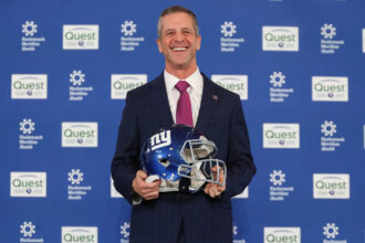 The Giants officially introduce John Harbaugh as head coach