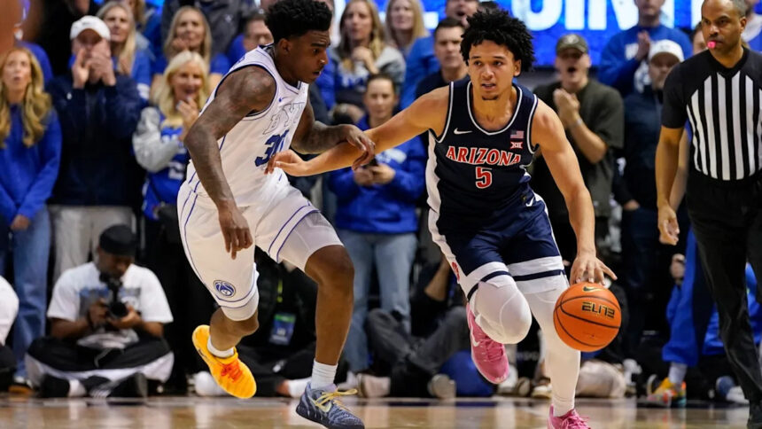 Top-ranked Arizona withstands late rally by No. 13 BYU to remain unbeaten with 86-83 win