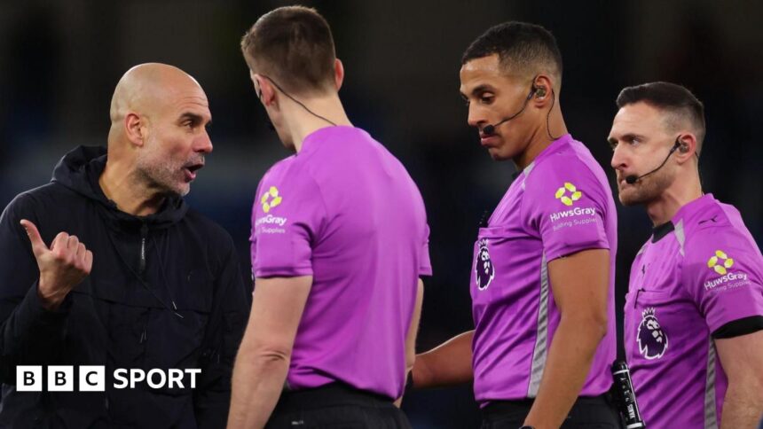Guardiola apologises to ref Hallam but 'defends' outburst