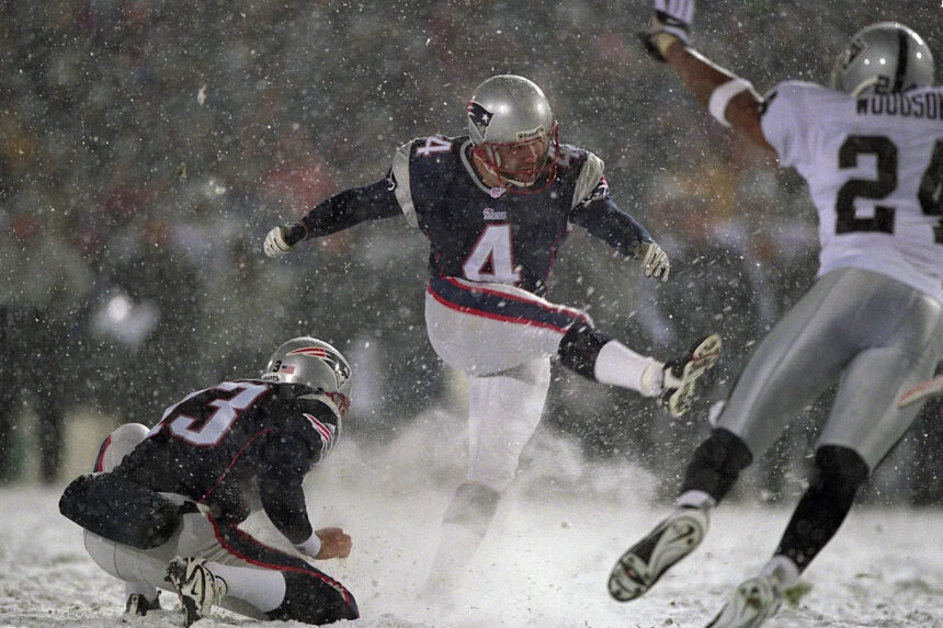 Former Patriots kicker Adam Vinatieri splits the uprights into Pro Football Hall of Fame’s 2026 clas