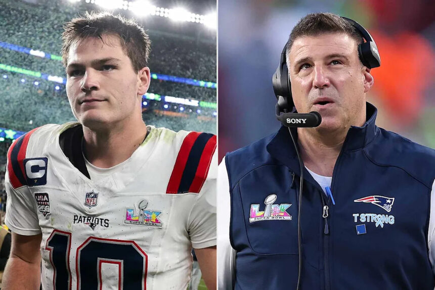 Drake Maye Gets Emotional Over Coach Mike Vrabel After Patriots' Super Bowl Loss