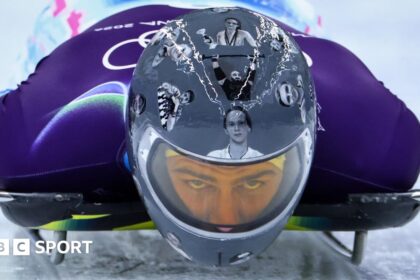 Ukraine skeleton racer pays tribute to war victims on helmet
