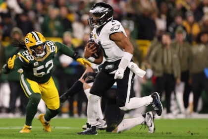 How does Eagles offensive talent compare to Packers unit Sean Mannion departed?