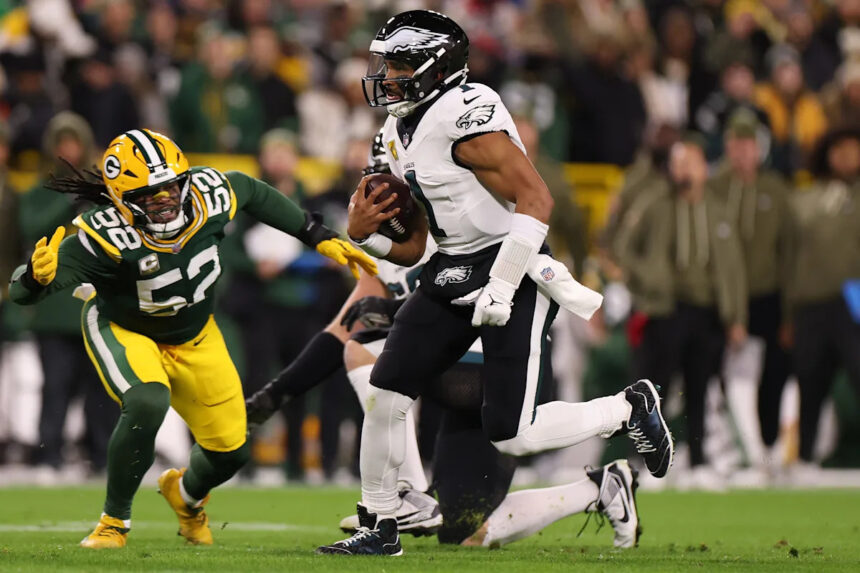 How does Eagles offensive talent compare to Packers unit Sean Mannion departed?