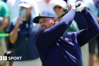 DeChambeau tops drive but makes birdie & ties lead