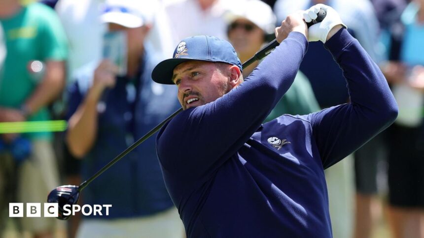 DeChambeau tops drive but makes birdie & ties lead