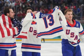 Team USA men's hockey honors Johnny Gaudreau after winning Olympic gold