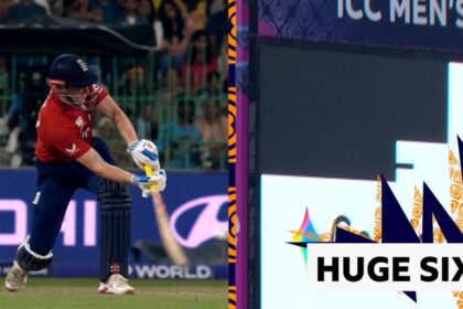 'He's broken pixels!' Extraordinary six from Brook crashes into stadium screen