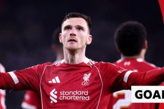 'As pure as you can hit it!' Robertson fires Liverpool into lead