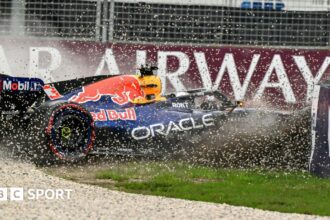 Russell takes Melbourne pole after Verstappen crash
