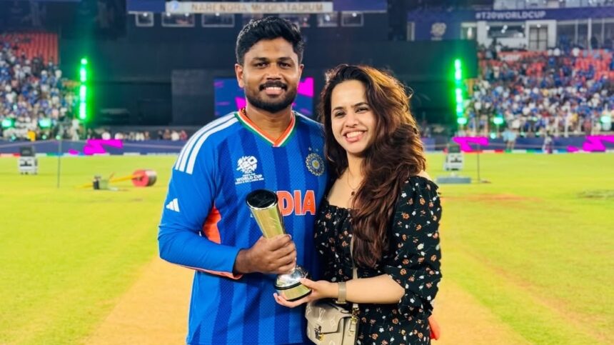 My trophy holding his: Sanju Samson's wife in awe of India batter after T20 World Cup heroics