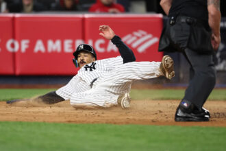 Stanton has first steal since 2020, hits 2-run single in Yankees' 9-7 win over Marlins