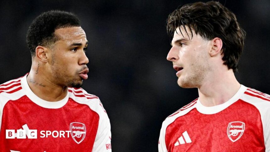 Arsenal's Rice and Gabriel train before Lisbon trip