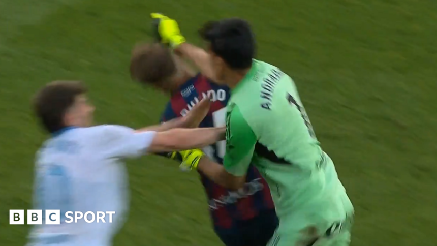 'Complete loss of control' - keeper punches player after being sent off