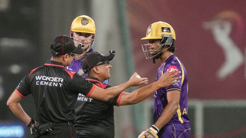 Angkrish Raghuvanshi fined after angry reaction to controversial LSG dismissal