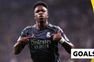 Vinicius scores twice as Madrid win to keep Barcelona waiting for title