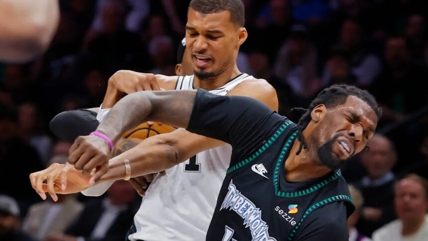 Wembanyama gets ejected early in Spurs-Wolves Game 4 for elbowing Reid and drawing a Flagrant 2 foul