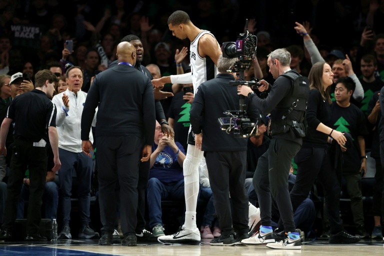 Spurs star Wembanyama ejected for elbowing Wolves' Reid