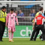 Security shields Lionel Messi from fan during FC Cincinnati-Miami game