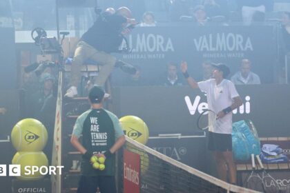 Italian Open match delayed by cup final fireworks