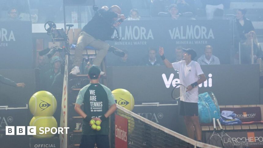 Italian Open match delayed by cup final fireworks