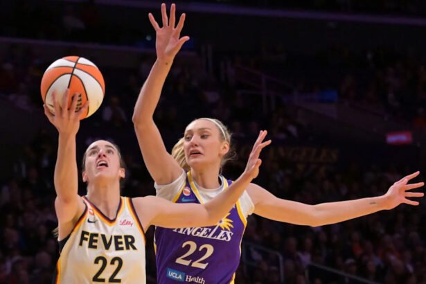 Cameron Brink lets Caitlin Clark hear it