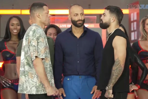 Video: Nate Diaz vs. Mike Perry press conference faceoff